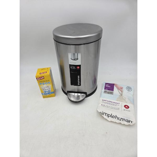 New 1.2 Gallon Simplehuman Trash Can & New Liners