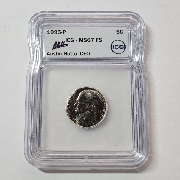 ICG Graded MS67 FS United States 1995-P Jefferson Nickel Signed by Austin Hutto