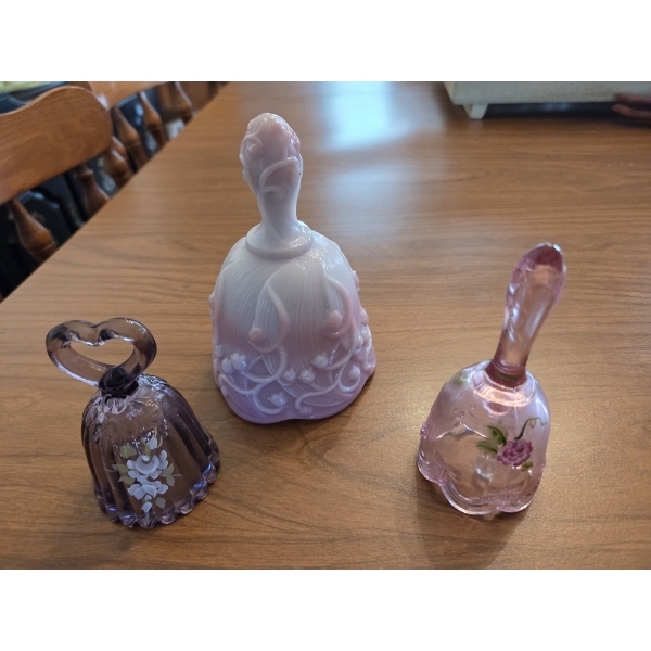 PICKUP IN CANTON -  Three Fenton Glass Collector Bells

 (All Items noting "Pickup In CANTON" will b