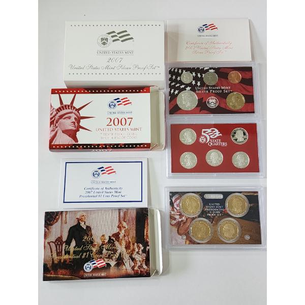 2007 United States Mint Silver Proof Set and Presidential $1 Coin Set