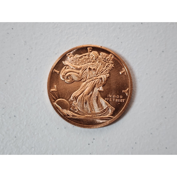1 Ounce .999 Fine Copper Round - American Eagle Design 