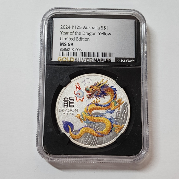 NGC MS69 2024 P125 Australia $1 Year of the Dragon Limited Edition 1 oz .9999 Fine Silver 