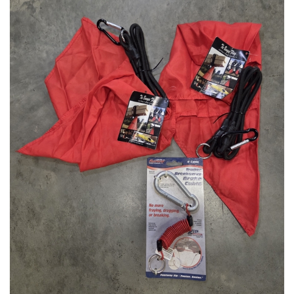 All New- Two Bungee Flags And Trailer Breakaway Brake Cable