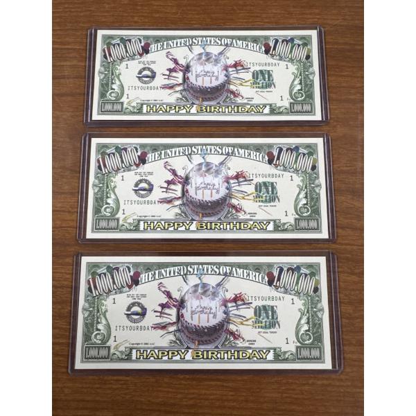 3 - One Million Dollar Happy Birthday Bucks In Protective Holders - Mint Condition
