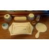 Image 1 : RARE Antique Ladies Yellow Celluloid Vanity Dresser Set In Fine Condition - Hard To Find Complete