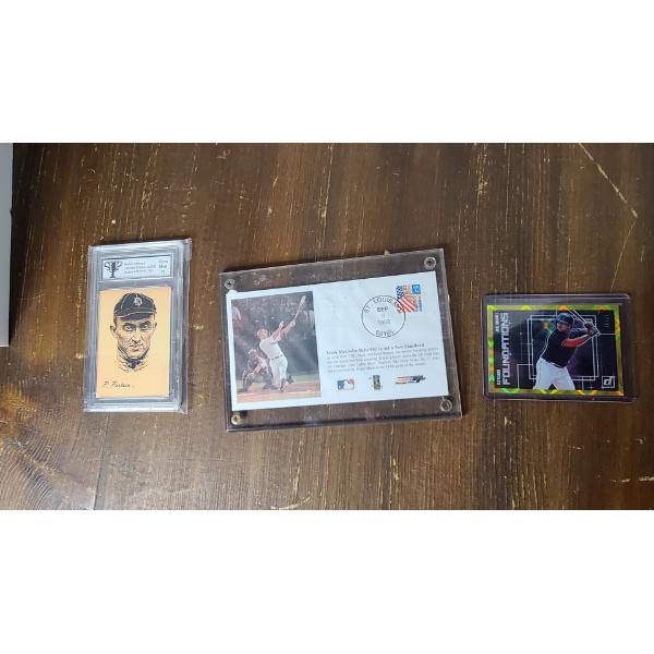 Graded Pietro Pertosa/Ty Cobb Giclee Art Card, Mark Mcgwire Comm Envelope & Jose Ramirez Panini Card