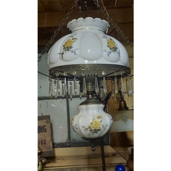 Antique Victorian Hanging Ceiling Candelier / Lamp w / 16" TOS  Globe - Electrified - Exc Condition!