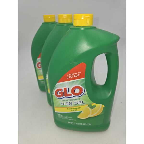 Three Brand New 75oz Lemon Scent Glo Dishwasher Gel