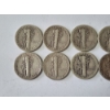 Image 5 : x10 Assorted Years & Mint Marks U.S. 90% Silver Mercury Dimes FV: $1.00