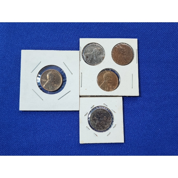 Five Assorted Years United States Lincoln Wheat Cents