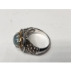 Image 4 : Gorgeous Sterling Silver Ring with Large Aquamarine Stone and Intricate Details - Size 9 - TW: 6.4g