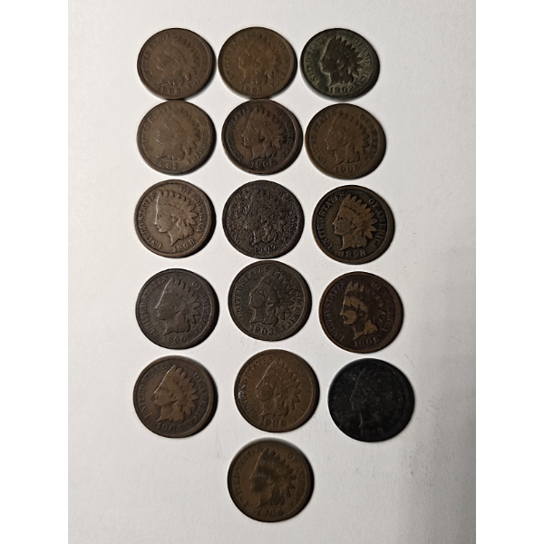 (16) Indian Head Pennies - $0.16 FV