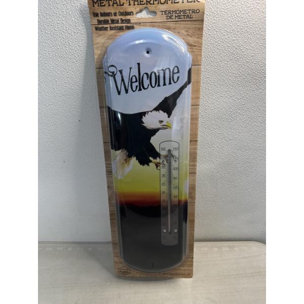 Bald Eagle Welcome Metal Thermometer - Brand New In The Package