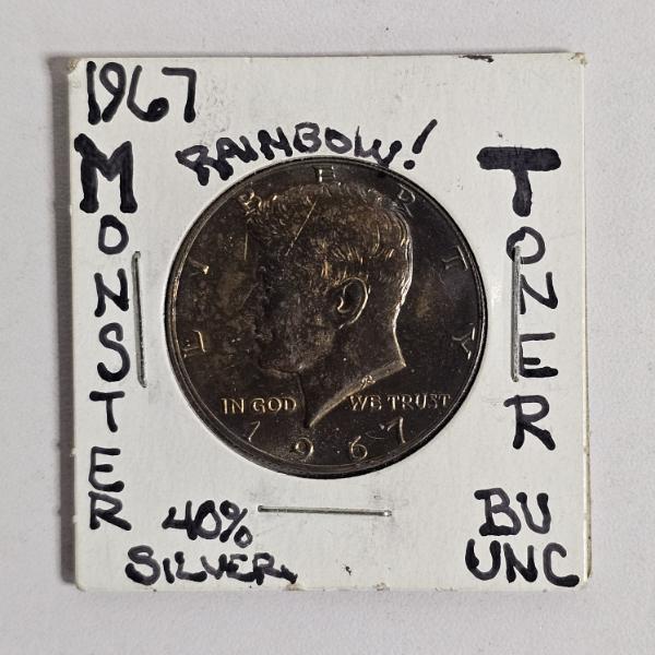 "Monster Rainbow Toner" 1967 40% Silver Kennedy Half Dollar