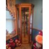 Image 1 : Gorgeous 34"x74" Rich Oak Corner Display Cabinet With Glass Shelving 