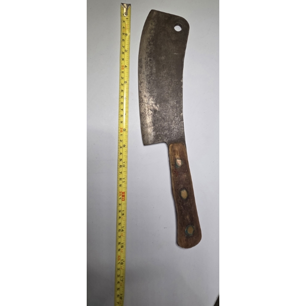Vintage Mintzer & Kneisler No. 9 15'' Wood Handle Meat Cleaver