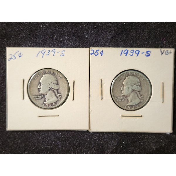 Two 1939-S Silver Washington Head Quarters