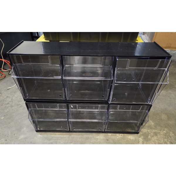 Brand New In Box- Two Liberty Mountable/Stackable 24''x10'' Clear Front Storage Stations