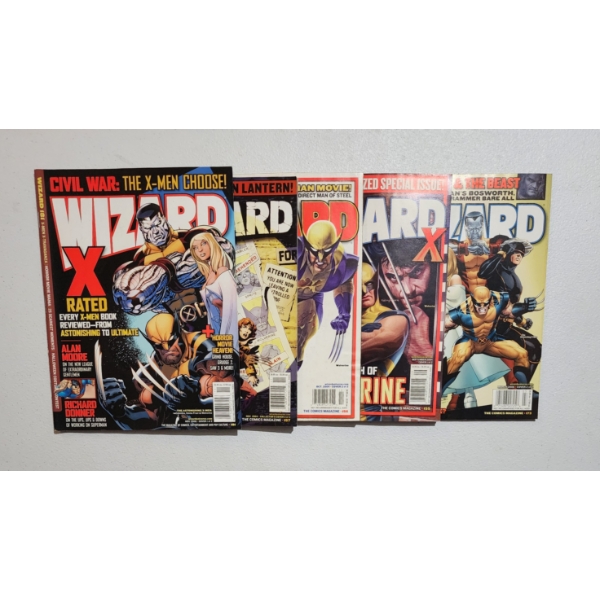 Nice Assortment of Five Different Wizard: The Comics Magazines Ft. Wolverine Covers