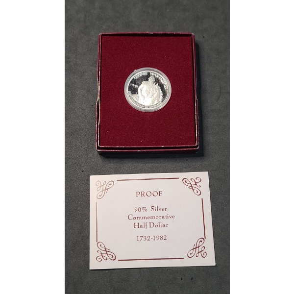 1982 90% Silver George Washington Commemorative Proof Half Dollar 