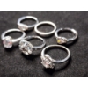 Image 2 : Six Sterling Silver Rings Ft. Clear Stones & One Without Stones - Total Weight: 14.6 Grams