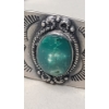 Image 4 : Sterling Silver Southwestern Style Cuff Bracelet With Turquoise & Gemstone Pendant - Weight: 28.8g