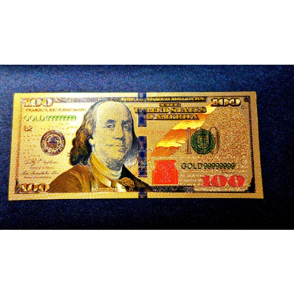 $100 US Currency Gold Foil Note -  24k (.999) Gold Foil  1 Of 7 In The Modern Note Series Offered