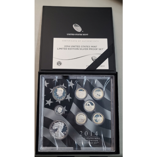 2014 U.S Mint Limited Edition Silver Proof Coin Set Featuring 2014-W 1 Troy Oz .999 Silver Eagle