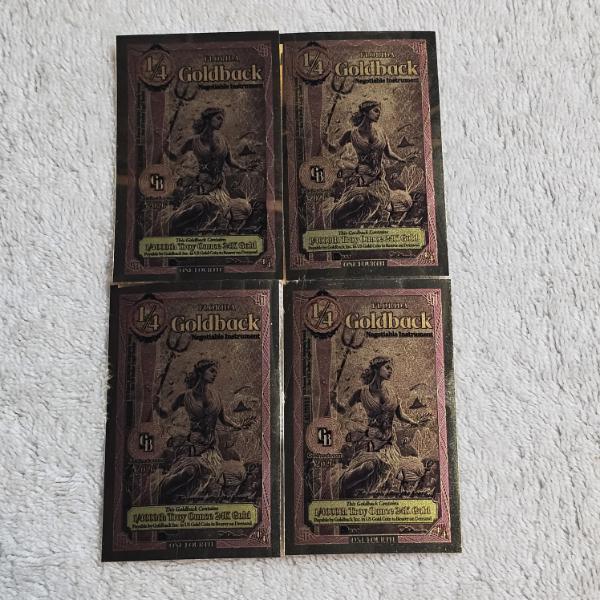 2026 Florida 1/4 Goldback 24K Gold Foil Aurum Notes Lot Of 4