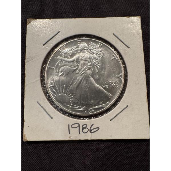 1986 United States American Silver Eagle - .999 Fine Silver Pure Oz - Low Mintage - First Year 