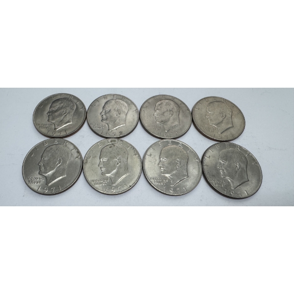 United States Eisenhower Silver Dollars- $8.00 Face Value- 1971 and 1972 - Beautiful Condition!!!