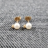Image 5 : Lovely 14K Yellow Gold Pearl Earring Set Weighing 0.6 Grams Total