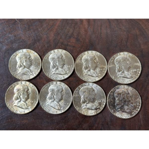 1961- Brilliant Uncirculated Franklin Half Dollars - $4.00 Face Value