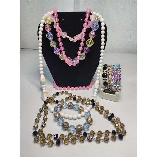 Nice Assortment of Colorful Costume Chunky Necklaces and Bracelets 