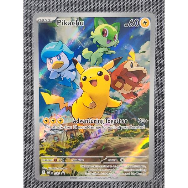 Near Mint 2023 Pikachu 027 Black Star Promo Holo Pokemon Trading Card