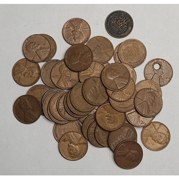 Assorted Years/Mint Marks Lincoln Wheat Cents - Face Value: $0.50