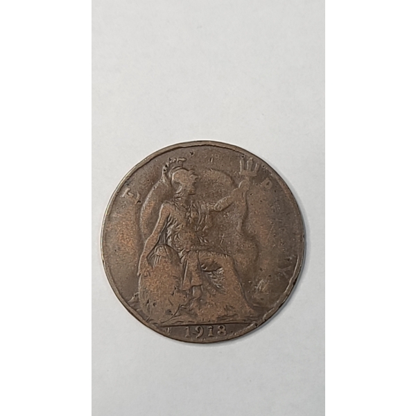  1918 Great Britain King George V Bronze One Penny Coin