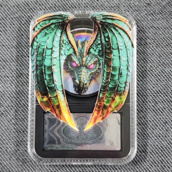 Stunning Dragon Painted Eisenhower Dollar in Decorative Slab Case
