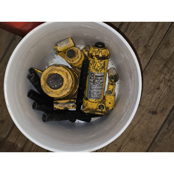 Bucket of Bottle Jacks incl 2,4 & 12 Ton