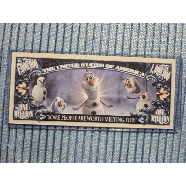 Mint Condition Olaf Million Dollar Bill In Protective Holder