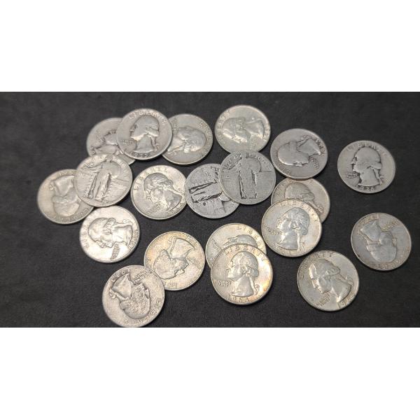 Assorted Years/Mints 90% Silver Standing Liberty & Washington Quarters - Face Value: $5.00