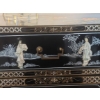 Image 7 : Superb! - Japanese Carved MOP Geisha Girls On Black Enamel & Silver Embellished Side Chest