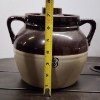 Image 11 : Two Vintage Stoneware Crocks or Bean Pots Each With Two Handles & A Lid ~ 3 Quart & Likely 5 Quart