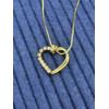 Image 2 : Gorgeous Heart Necklace - Costume Jewelry - Gold Necklace with intricate design