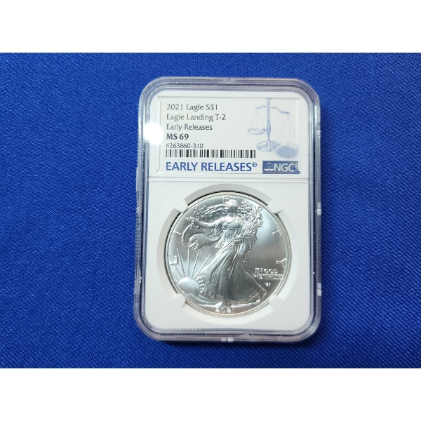 2021 Silver Eagle Type 2 Early Releases 1 oz Fine Silver NGC MS 69