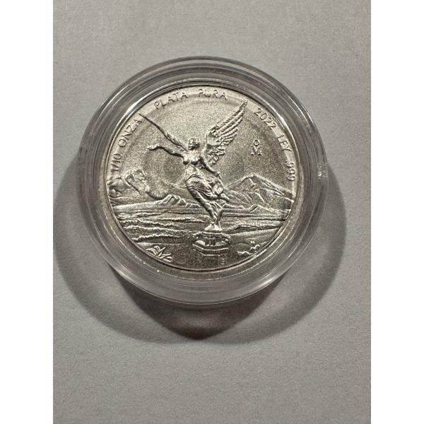 2022-M Mexican .999 Fine Silver Libertad -Bullion Coin. Weighs 1/10 Troy Oz. Incredible Condition 