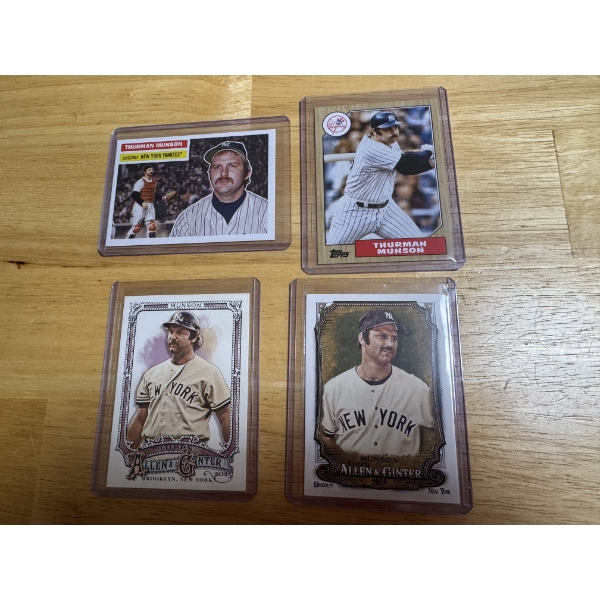 4 - Thurman Munson New York Yankees Baseball Cards In Protective Holders - Mint Condition