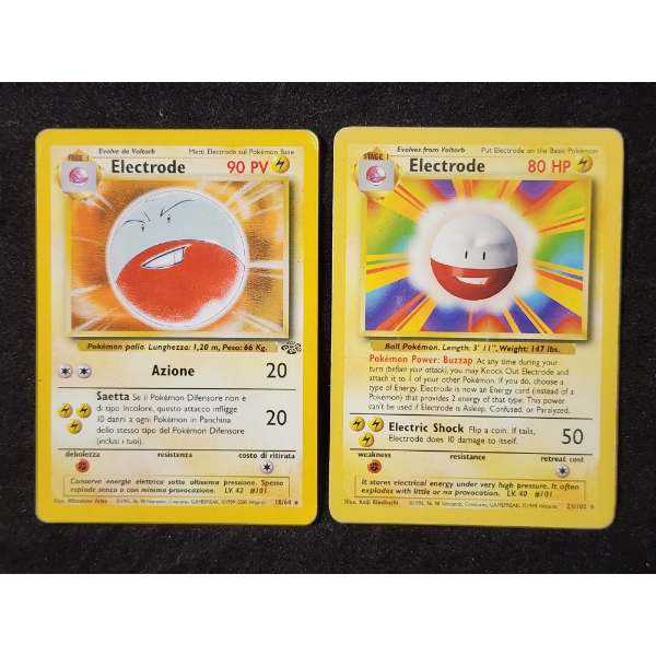 Two Vintage RARE Electrode Non-Holo Pokemon Trading Cards ~ BASE SET & JUNGLE!