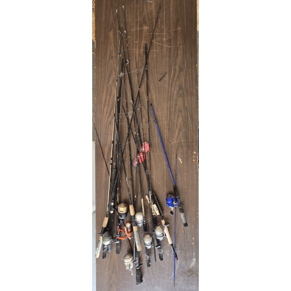 Large Lot of Assorted Fishing Poles - See Pictures