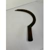 Image 2 : Vintage Scythe farm tool with steel blade and natural wood handle - 16 inches 